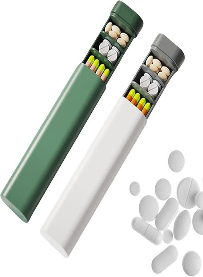 VALUEVIBES Travel Pill Box, Tablet Organiser Portable Pill Organisers, 7 Days 2 Times a Day, Small Medicine Organiser with Chains, Long Pill Dispenser 1 Times a Day for Travel (Gray) - Image 2